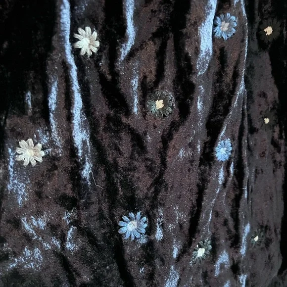 Kimchi Blue Midnight Velvet Dress with Floral Accents - Picture 4 of 5